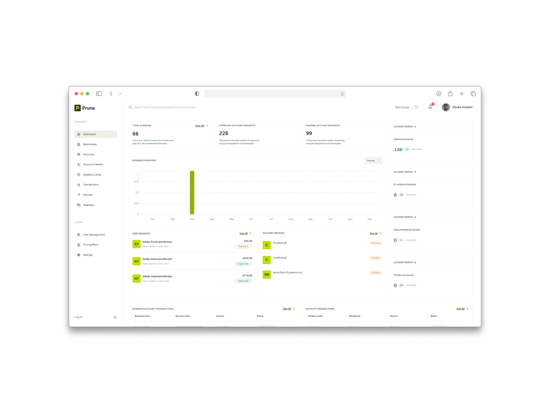 Prune Payments project snapshot