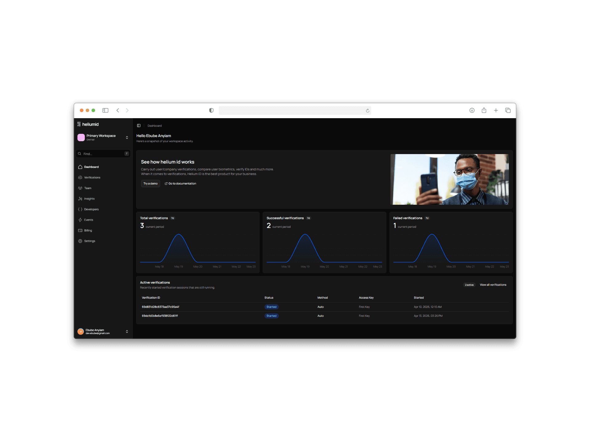 Helium ID project snapshot